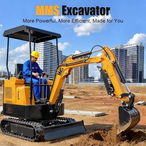 MS06 0.6 Ton Mini Excavator 9.3 HP Gas Engine with Side Swing Boom, Thumb Clamp, Rake, Ripper, Narrow Bucket, Digger Machine for Backyard Landscaping Garden Tight Spaces Construction in Saudi Arabia