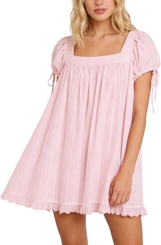 Womens Square Neck Blouse Short Sleeve Babydoll Ruffle Tops Oversized Cute Peplum Casual Top in Saudi Arabia