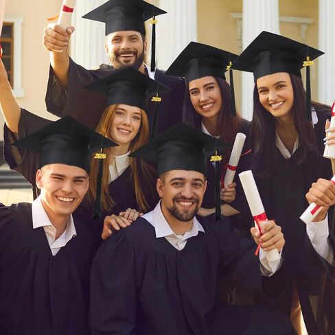 yahenda 16 قطعة قبعة التخرج للكبار مع شرابة 2026 للرجال والنساء، قبعة تخرج سوداء قابلة للتعديل، مجموعة لحفلات البكالوريوس والماجستير والمدرسة الثانوية in Kuwait