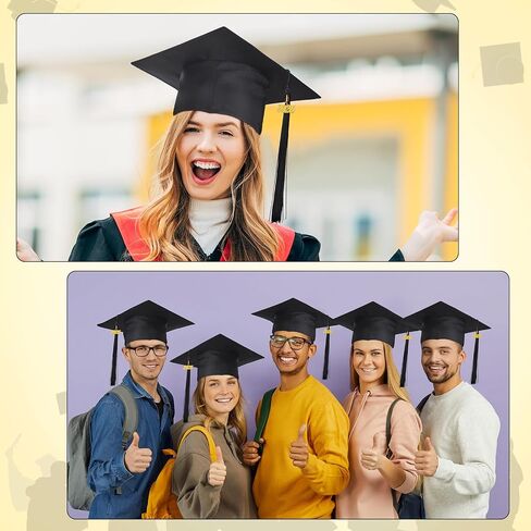yahenda 16 قطعة قبعة التخرج للكبار مع شرابة 2026 للرجال والنساء، قبعة تخرج سوداء قابلة للتعديل، مجموعة لحفلات البكالوريوس والماجستير والمدرسة الثانوية in Kuwait