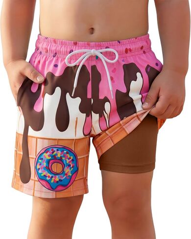 Yooo's Vivi Toddler Boys' Swim Trunks with Compression Liner Quick Dry Bathing Suit Kids Summer Swim Shorts with Pockets in Saudi Arabia