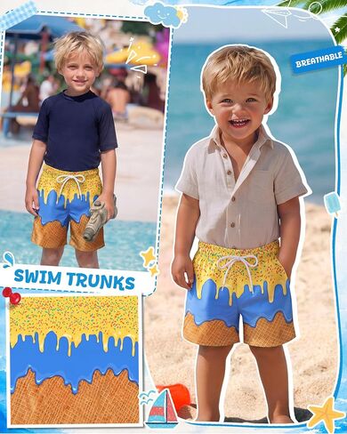 Yooo's Vivi Toddler Boys' Swim Trunks with Compression Liner Quick Dry Bathing Suit Kids Summer Swim Shorts with Pockets in Saudi Arabia