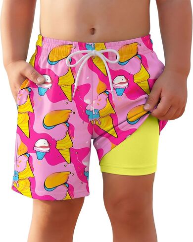 Yooo's Vivi Toddler Boys' Swim Trunks with Compression Liner Quick Dry Bathing Suit Kids Summer Swim Shorts with Pockets in Saudi Arabia