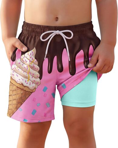 Yooo's Vivi Toddler Boys' Swim Trunks with Compression Liner Quick Dry Bathing Suit Kids Summer Swim Shorts with Pockets in Saudi Arabia