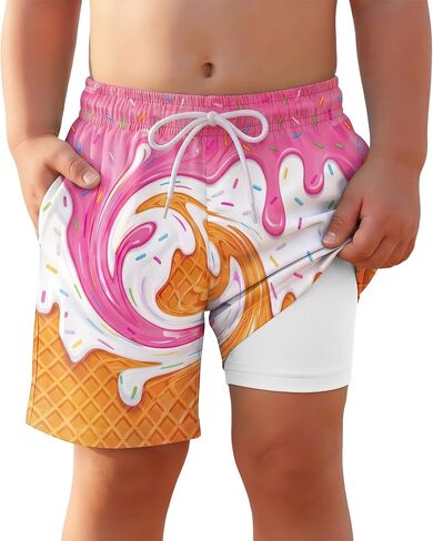 Yooo's Vivi Toddler Boys' Swim Trunks with Compression Liner Quick Dry Bathing Suit Kids Summer Swim Shorts with Pockets in Saudi Arabia