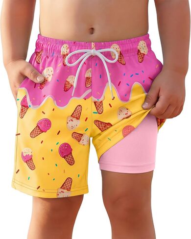 Yooo's Vivi Toddler Boys' Swim Trunks with Compression Liner Quick Dry Bathing Suit Kids Summer Swim Shorts with Pockets in Saudi Arabia