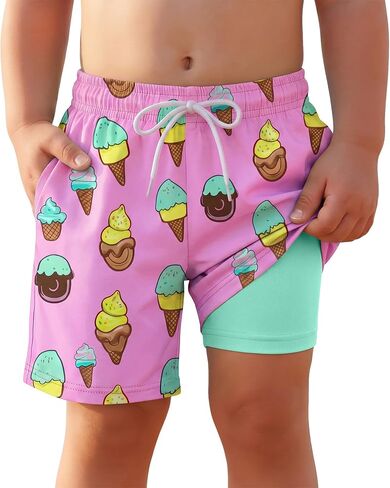Yooo's Vivi Toddler Boys' Swim Trunks with Compression Liner Quick Dry Bathing Suit Kids Summer Swim Shorts with Pockets in Saudi Arabia