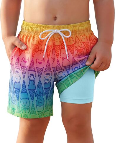 Yooo's Vivi Toddler Boys' Swim Trunks with Compression Liner Quick Dry Bathing Suit Kids Summer Swim Shorts with Pockets in Saudi Arabia