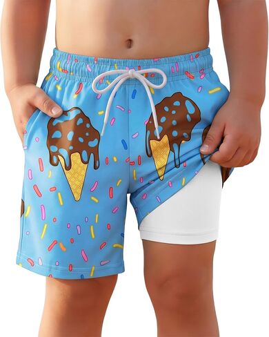 Yooo's Vivi Toddler Boys' Swim Trunks with Compression Liner Quick Dry Bathing Suit Kids Summer Swim Shorts with Pockets in Saudi Arabia