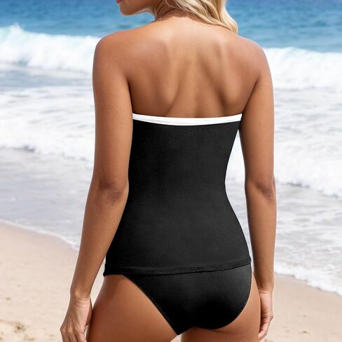 Strapless Tankini Swimsuits for Women 2 Piece Floral Funny Push Up Tummy Control Sporty Summer Beach Bathing Suit in Kuwait