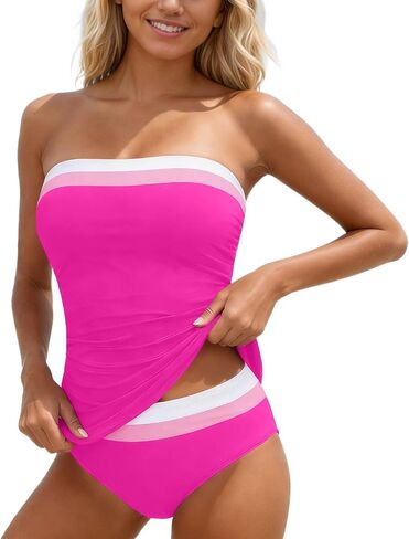 Strapless Tankini Swimsuits for Women 2 Piece Floral Funny Push Up Tummy Control Sporty Summer Beach Bathing Suit in Kuwait