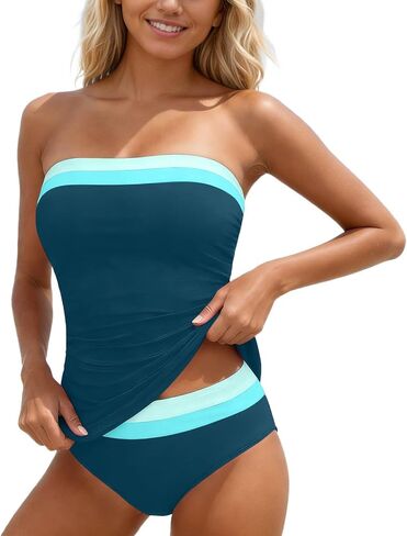 Strapless Tankini Swimsuits for Women 2 Piece Floral Funny Push Up Tummy Control Sporty Summer Beach Bathing Suit in Kuwait