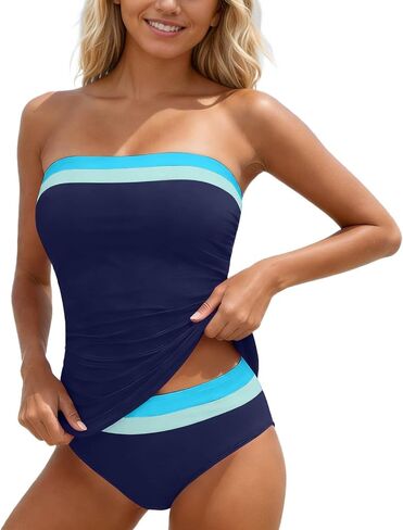 Strapless Tankini Swimsuits for Women 2 Piece Floral Funny Push Up Tummy Control Sporty Summer Beach Bathing Suit in Kuwait