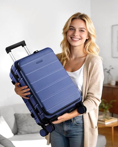 LOVEVOOK Carry On Luggage 22x14x9 Airline Approved with Spinner Wheels, 20 Inch Small Carry On Suitcase with TSA Lock, Expandable Hard Shell Suitcases for Men Women in Kuwait