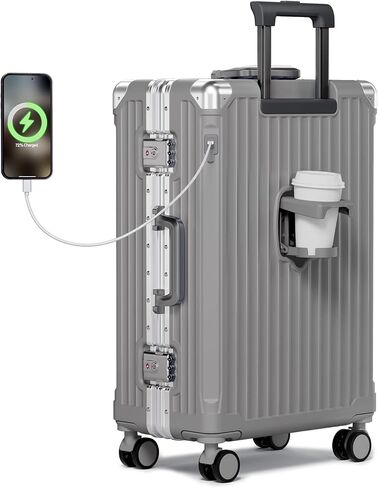Krute No Zipper Luggage Set 2 Pieces Aluminum Frame PC Hard Shell Zipperless Suitcase Set With Wheels TSA Lock Carry On Luggage and Checked Suitcases in Saudi Arabia