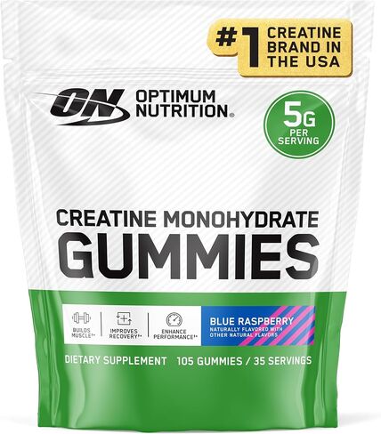 Optimum Nutrition Creatine Monohydrate Gummies, Blue Raspberry Flavor, 105 Count, 35 Servings, 5g Creatine per Serving (Packaging May Vary) in Saudi Arabia