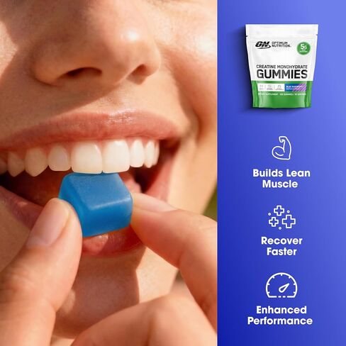 Optimum Nutrition Creatine Monohydrate Gummies, Blue Raspberry Flavor, 105 Count, 35 Servings, 5g Creatine per Serving (Packaging May Vary) in Saudi Arabia