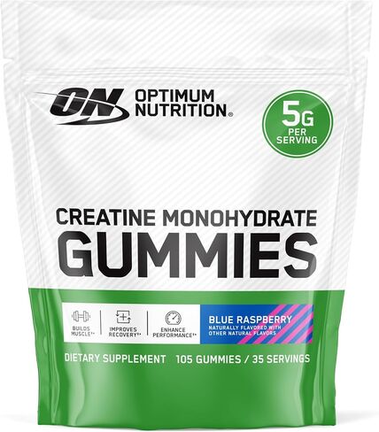 Optimum Nutrition Creatine Monohydrate Gummies, Blue Raspberry Flavor, 105 Count, 35 Servings, 5g Creatine per Serving (Packaging May Vary) in Saudi Arabia