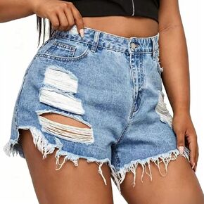 ALLABREVE Women Plus Size Denim Shorts High Waisted Stretchy Jean Shorts Summer Casual Jorts in Saudi Arabia