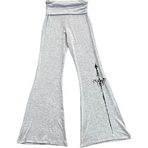Wide Leg Flare Fold Over Leggings Fairy Grunge Floral 2000s Sweatpants Women Teen Girls Y2k Bell Bottom Pants Streetwear in Saudi Arabia