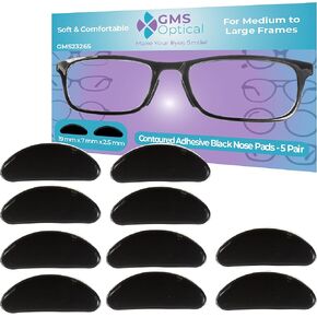 GMS Optical Adhesive Silicone Nose Pads for Glasses | 2.5mm Thick 18mm Large | Non Slip Glasses Grips for Sunglasses & Eyewear w/Super Sticky Backing, Anti Slip Eyeglasses Accessories (5 Pairs Clear) in Saudi Arabia