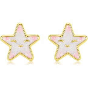 18K Gold Plated Hypoallergenic Earrings for Girls, Cute Bowknot Butterfly Star Sunflower for Kids Toddler, Graduation Birthday Gifts Jewelry for Daughter Granddaughter in Saudi Arabia