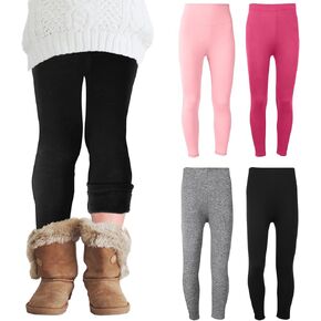 Chuarry 4 Pcs Girl's Winter Fleece Pants Lined Warm Full Length Basic Thick Pants for Kid Toddler in Saudi Arabia