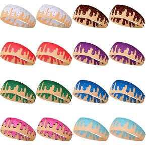 16 Pcs Teenager Ice Cream Baseball Headband Elastic Polyester Sweatband Multi Color for Basketball Football Golf Ice Cream Drip Headscarf Baseball Stuff Women Men Accessory Team Gift in Kuwait