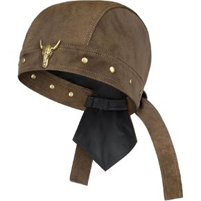 Brown Leather Skull Cap for Women - Adjustable Biker Cap, Soft Motorcycle Skull Cap, One Size Fits Most, Black Leather Biker Hat for Party & Daily Wear in Kuwait
