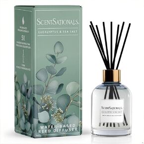 ScentSationals Water-Based Reed Diffuser - Eucalyptus & Sea Salt - 5 FL OZ Aromatherapy Reed Diffuser in Kuwait