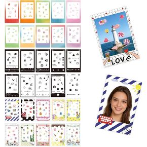30 Pack 3 Inch Photo Border Stickers, Compatible for Fujifilm Instax Mini EVO/LiPlay/SE/12/11/9/8/7S/40/41/70/50S/90 & Polaroid – 2x3 Instant Film Frames, Self-Adhesive Mini Film Clear Stickers in Saudi Arabia