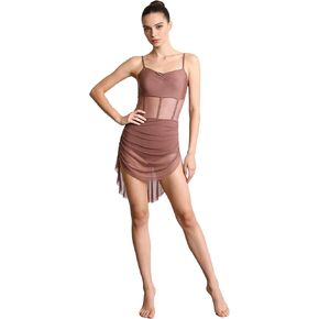 Lyrical Contemporary Dance Costumes for Women,Camisole Skirted Leotard Asymmetrical Tulle Dance Dress in Saudi Arabia