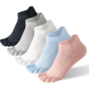 Toe Socks Women, Ankle Five Fingers Socks Cotton Toe Separator Barefoot Sock for Running Yoga Hiking 5 Pairs Pink Blue White Black Size 5-10 in Saudi Arabia