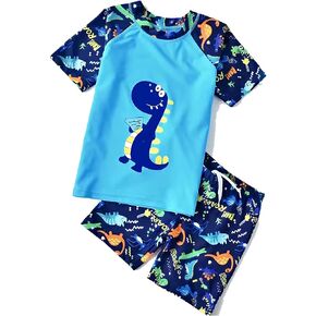 Boys Swimming Set Kids Two Piece Swimsuit Toddlers Rash Guard and Swim Trunks Set Dinosaur Swimwear T-Shirt Shorts in Saudi Arabia