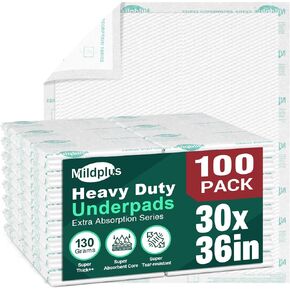 Heavy Duty Underpads 30"X36" ,100 Count, Ultra 10 Times More Absorbent Chucks Pads, Tear-Resistant Disposable Bed Pads with Strength Cloth Backing for Adults, Elderly in Saudi Arabia