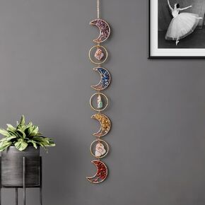 7 Chakra Crystal Dream Catcher, 7 Rings Moon Phase Wall Hanging, Handmade Natural Gemstone Tree of Life Window Decor Ornament, Boho Home Decor, Spiritual Gift for Women, Crystal Lovers in Kuwait