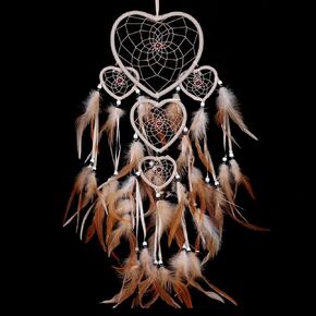 Dream Catcher with Feathers, Heart Shaped Dream Catcher Indians Traditional Love Net Wall Hanging Bedroom Home Car Decor (Beige) in Saudi Arabia