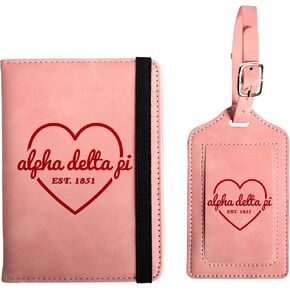 Alpha Delta Pi Passport Holder and Luggage Tag Travel Accessories Set, Officially Licensed Alpha Delta Pi Sorority Gift for Women in Saudi Arabia