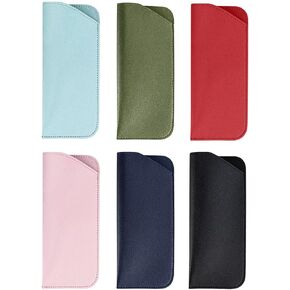 Glasses Cases, 6 Pcs Leather Reading Eyeglasses Case Slim Soft Sunglasses Pouch Spectacles Storage Bag for Women Men Kids in Saudi Arabia