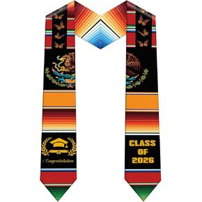 Mexican Graduation Stole Class of 2026, 72 Inch Graduation Sash for Ceremony, Hispanic Stole for Grad Gifts in Saudi Arabia