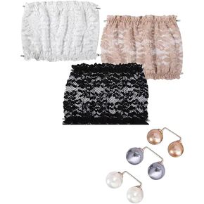 Lace Modesty Panel Cleavage Cover for Low Cut Dresses, Clip-on Mock Camisole Bra Insert, Elegant Low Neckline Cover Up in Kuwait