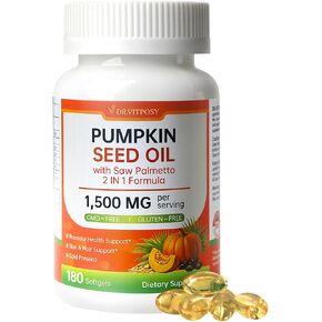 Pumpkin Seed Oil with Saw Palmetto, 180 Softgels, 2-in-1 Cold Pressed Pumpkin Seed Oil Supplement for Prostate, Urinary, Hair & Skin Support, Rich in Omega 6 & 9, Non-GMO, Gluten-Free in Saudi Arabia
