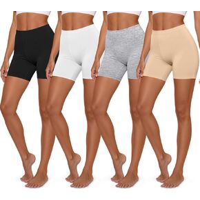 Women's Cotton Boy Shorts - High-Waisted Anti-Chafing Stretch Biker Shorts Underwear, 4-Pack in Saudi Arabia