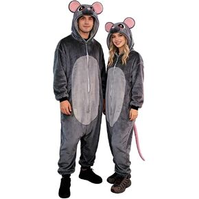 Adult Mouse Costume,Rat onesie Flannel Mouse Halloween Cosplay Costume Women Men in Saudi Arabia