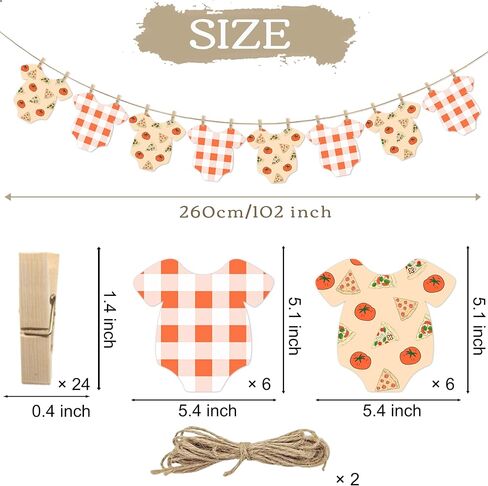 Pizza Themed Baby Shower Bunting Banner Red Checkered Onesie Garland with Wooden Clips for Little Slice of Heaven, Pizza First Birthday, Italian Themed Party Decorations in Saudi Arabia