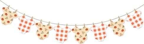 Pizza Themed Baby Shower Bunting Banner Red Checkered Onesie Garland with Wooden Clips for Little Slice of Heaven, Pizza First Birthday, Italian Themed Party Decorations in Saudi Arabia