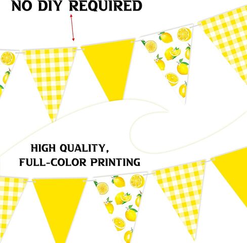 3pcs Lemon Pennant Banners Lemon Themed Party Decorations Yellow Check & Lemon Triangle Bunting Banners for Summer Lemonade Theme Wedding Birthday Bridal Shower Supplies in Saudi Arabia