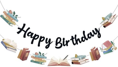 لافتة عيد ميلاد لنادي الكتب، لافتة عيد ميلاد سعيد وإكليل، كتب الزهور البرية، لوازم الحفلات، زخارف الزهور لمحبي الكتب in Kuwait