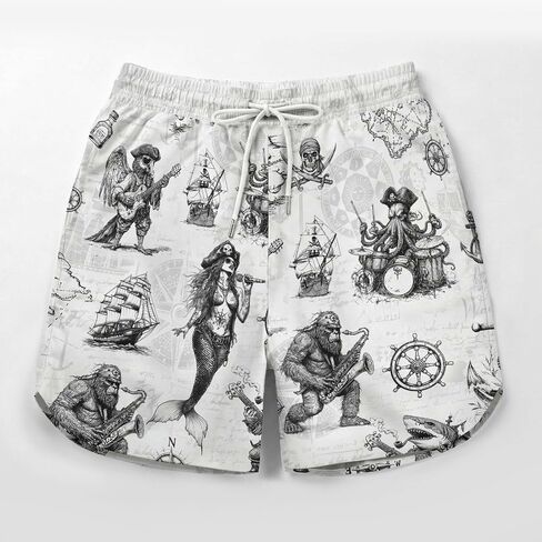 THE PIRATE KING Funny Pirate Men's Swim Trunks Quick Dry Drawstring Board Shorts with Compression Liner for Beach Surfing in Saudi Arabia