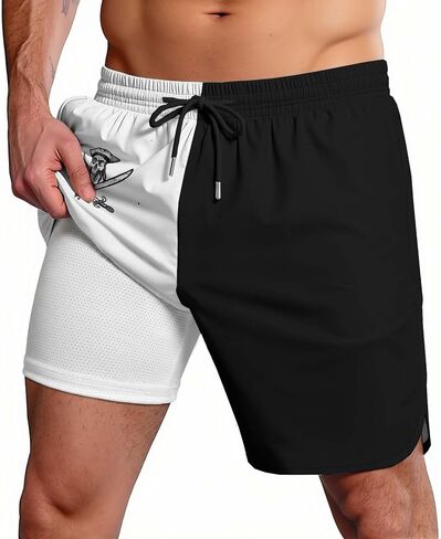 THE PIRATE KING Funny Pirate Men's Swim Trunks Quick Dry Drawstring Board Shorts with Compression Liner for Beach Surfing in Saudi Arabia